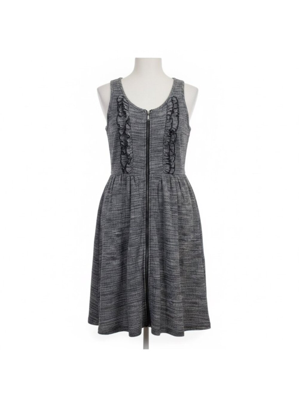 Fish Bowl Womens Gray Sleeveless Fit & Flare Dress With Front Zipper Size S